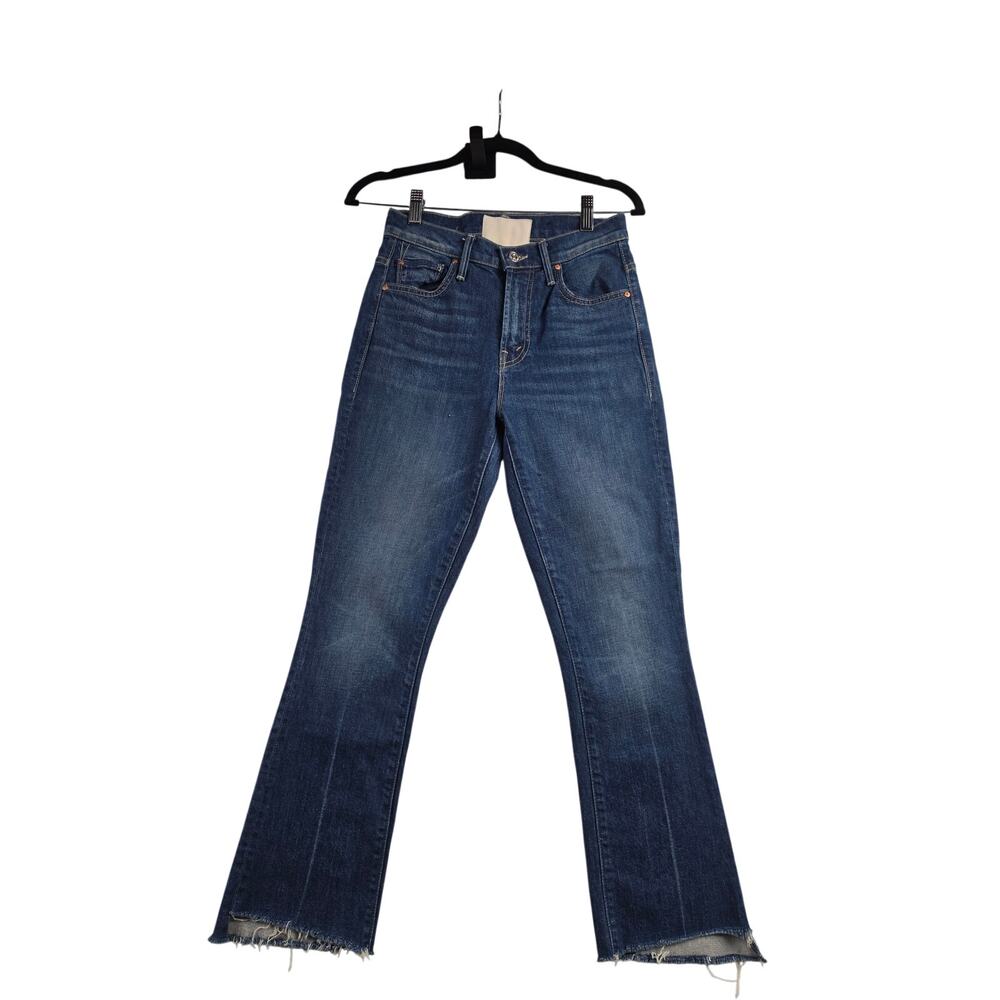 MOTHER Insider Crop Step Fray Jeans Bad Reputation Blue Bootcut Size 25 0127